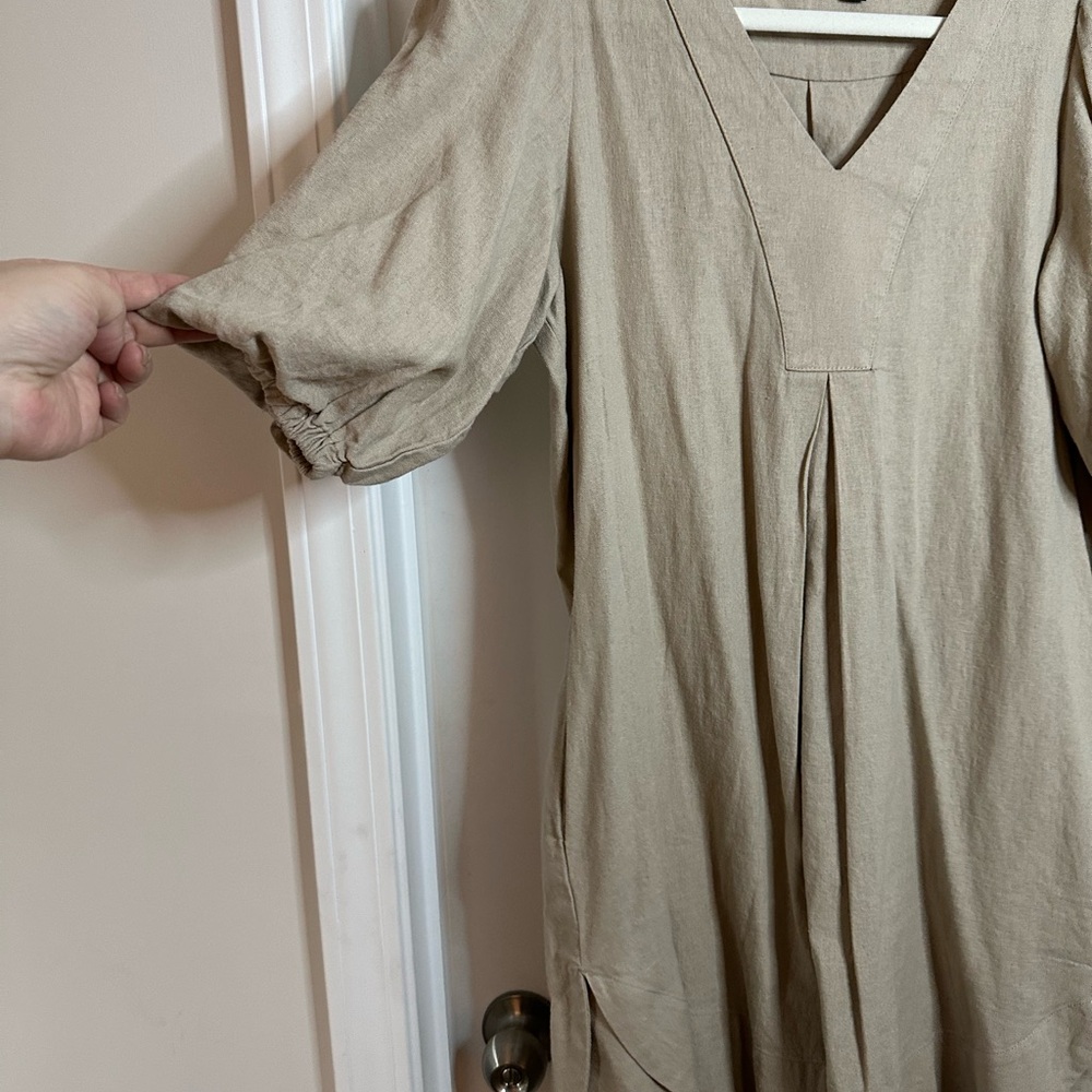 Elegant Beige V-Neck Dress